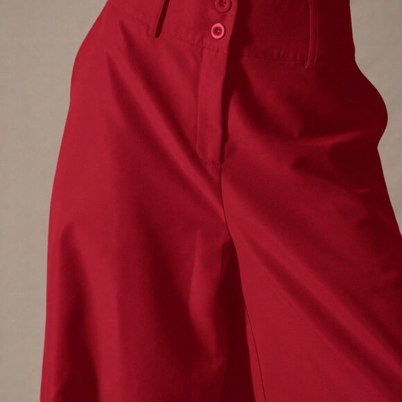 Red Casual Women's Suit Pants - Picture 5 of 5